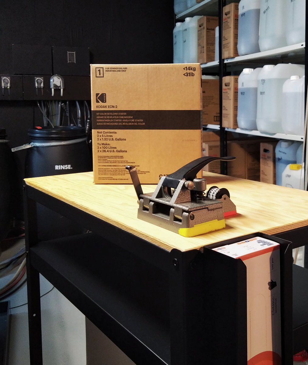 There's something about the smell of developer in the morning. Also, cool new packaging for <a href="/kodak_shootfilm/">Kodak Motion Picture Film</a> kit chems.