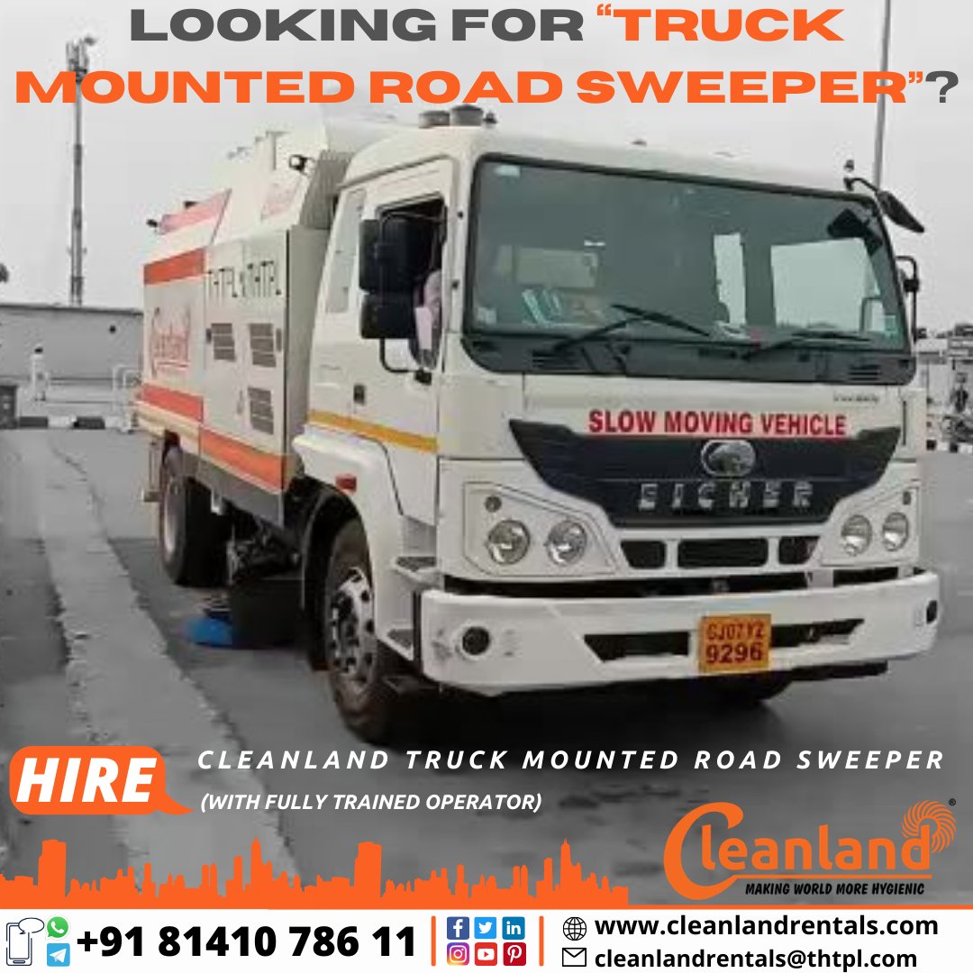 cleanlandrental's tweet photo. Looking for “Truck Mounted Road Sweeper”?
HIRE Truck Mounted Road Sweeper (With Fully Trained Operator)
🌍 https://t.co/efYFH2eeAp
#Cleanlandrentals #Sweepingmachines #Hire #OnRent #HireSweeperTrucks #RoadSweeping #Cleanindia #Hygieneindia #Cleanland #MakingWorldMoreHygienic https://t.co/RhjPAxCOEf