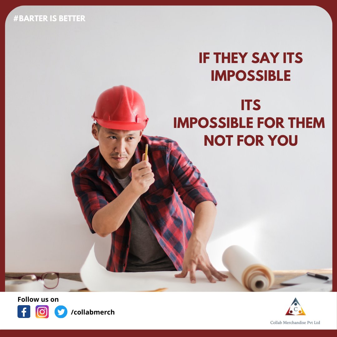 CollabMerch's tweet image. Power Thought of Day: If they say its Impossible, its impossible for them not for you.
#LetsMakeItPossible 
#collabmerch #Bartering