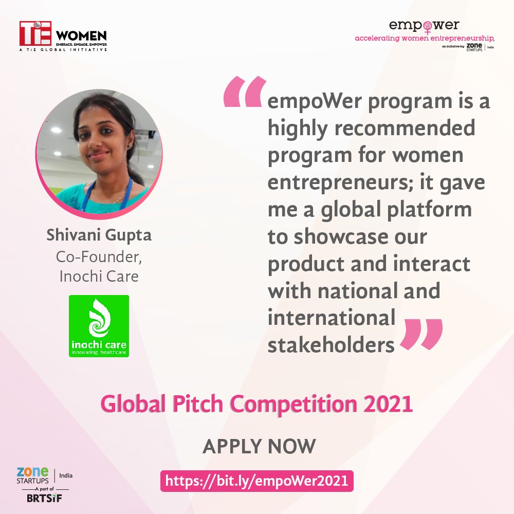 Shivani Gupta, Co-Founder, Inochi Care shares her experience being part of the ZSIEmpoWer 2020 Cohort

<a href="/ZoneStartUpsIn/">Zone Startups India | BRTSIF</a> is thrilled to #announce that the #applications for #empoWer 6th edition in #partnership with <a href="/women_tie/">TiE_Women</a> are open!! 

#ApplyNow bit.ly/empoWer2021