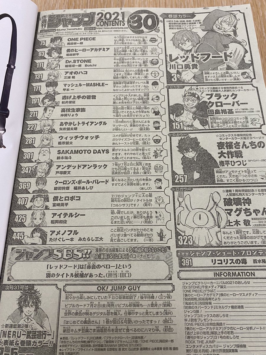 Toto フォロバ100 薬剤師 飯テロの一味船長 ゲーム 漫画 アニメ 犬 思い出 ジャンプ 購読歴25年overがまず見るのは巻末掲載順 アイテルシーお疲れ様でした これで2out 2in また新しい打ち切りレース始まる ジャンプ 30号