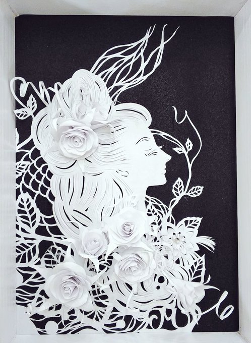 切り絵 女性の肖像 切り絵作家 Ami on X: 