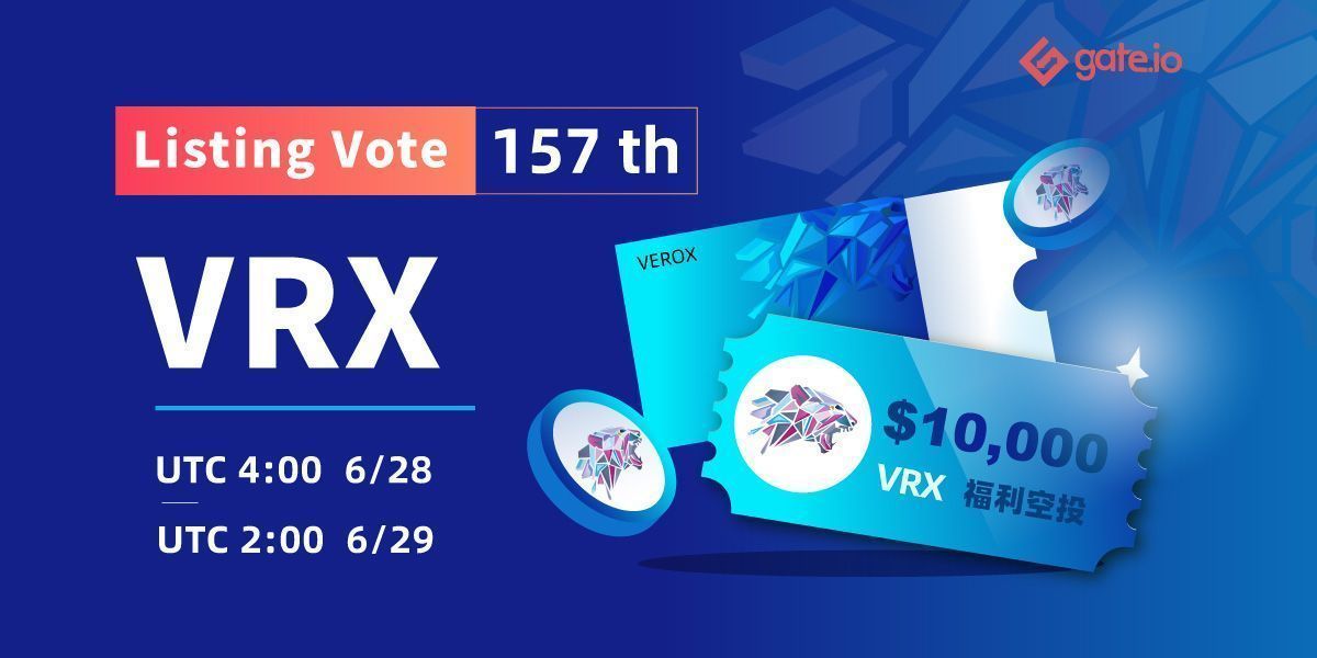 Gate's tweet photo. 🙋 https://t.co/8kWqgEeplL's 157th Listing Vote: #VRX 🙋 @Verox_AICrypto
  
🏃 Vote for #VRX &amp; win a share of $5K
🏃 First 600 Depositors to share $3K
🏃 $800 $VRX for #giveaway 

Vote: https://t.co/Lmm0sIBEkN
Details: https://t.co/clkwxCoOPA

#Crypto #cryptoinvestment https://t.co/Q5zn3EyPje