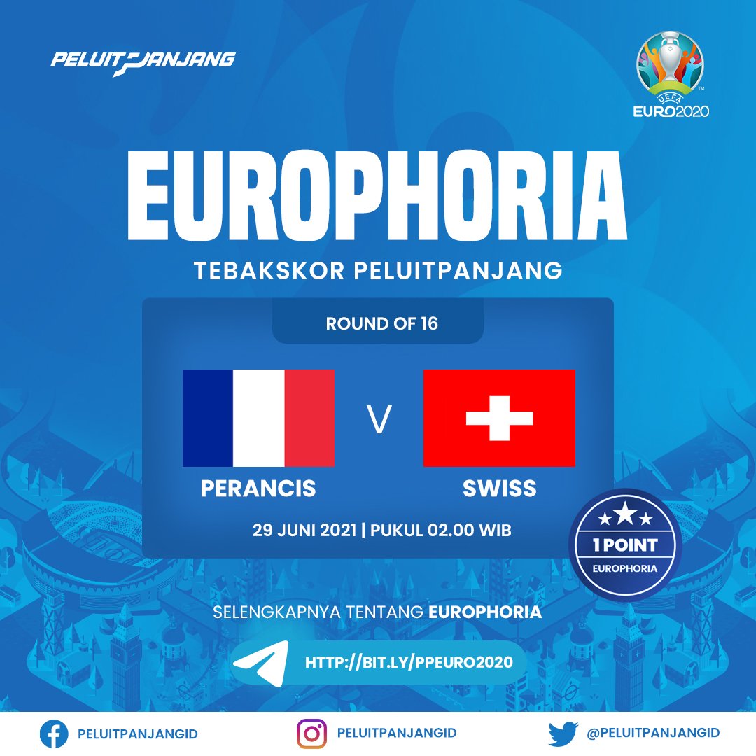 peluitpanjangid's tweet photo. Turnamen kuis tebak skor Euro 2020 by Peluit Panjang hari ini!

Ikuti syarat di slide ke-3.

Submit jawaban ke sini ⬇️
https://t.co/Pucfzfjn5T

Gabung ke grup Telegram di sini ⬇️
https://t.co/ZJ4jYzKCVo https://t.co/XWUDiGf5uC