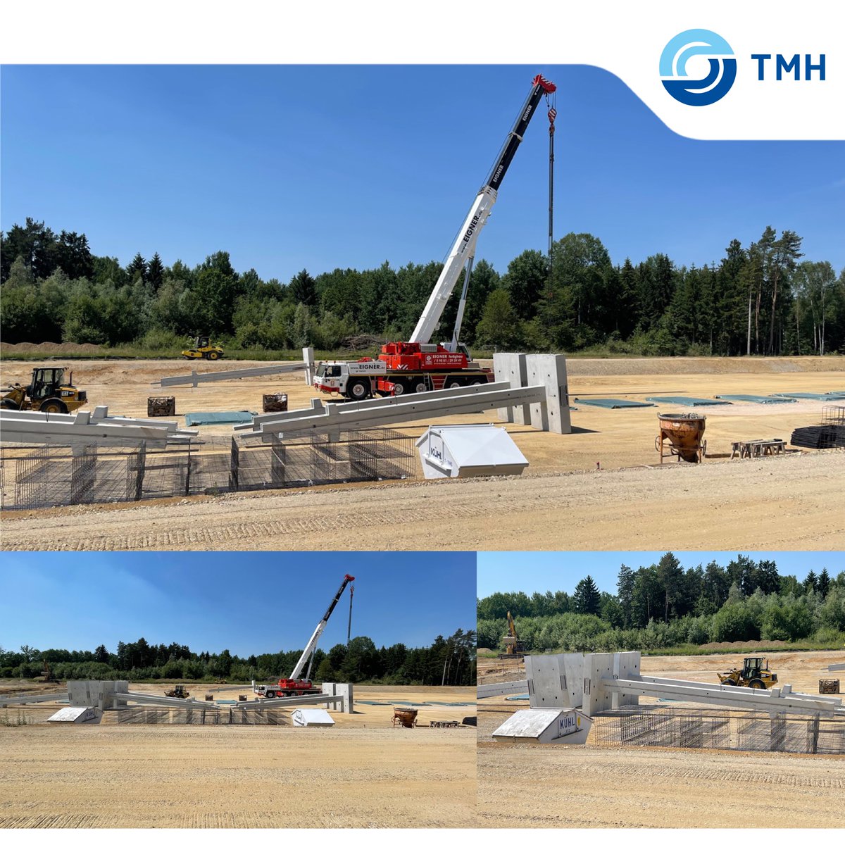 TMHInternation1's tweet photo. Things are happening on our construction site in #Langweid: the first load-bearing columns of the hall have been delivered. This #milestone marks the transition into the actual construction phase of our maintenance #depot.
#TMH_projects #railindustry #construction #maintenance https://t.co/yWqM5vxD8G