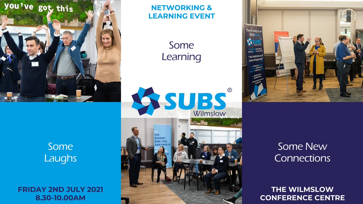 Are you from around Wilmslow, Alderley Edge, Handforth, and Manchester Airport areas?

Join us as we finally go back to face-to-face #Networking and #Learning here at The Wilmslow Conference Center.

Book your place here: portal.subsbusinessevents.co.uk/post/subs-wilm…

#SUBS #Wilmslow #Business #Events