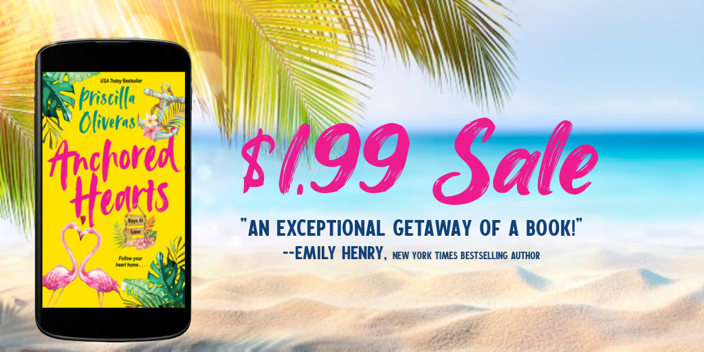 PrisOliveras's tweet photo. ⚓️💕$1.99 DIGITAL SALE!⚓️💕
Escape to Key West with ANCHORED HEARTS, a second-chance romance, familia drama, beach read!

🏝First love angst
🏝Meddling mamis
🏝Sexy shenanigans
🏝Yummy Cuban food

 $1.99 limited time!
#LatinxRom #KeyWest
https://t.co/mPVxd6E78c https://t.co/iZijXIbm1U