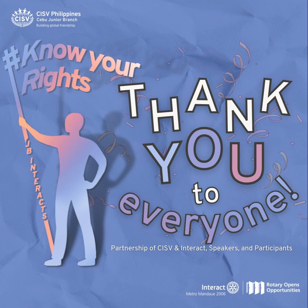 cisvjbcebu's tweet photo. (1/2) Congratulations Everyone! 🤩🌟

The ✨ JB Interacts: Know Your Rights ✨ series has recently come to an end! 🥳🎉 https://t.co/1Sq6r3nk6m