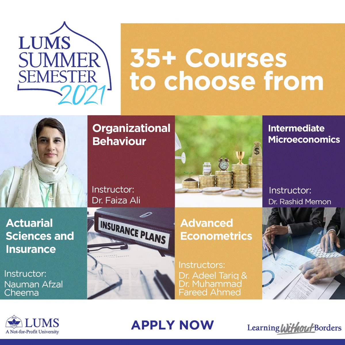 LifeAtLUMS's tweet photo. The LUMS Summer Semester 2021 provides college going & non-traditional students, across Pakistan & abroad, the chance to take a vast range of courses taught by our world-class faculty. Don’t miss this opportunity & apply today!
To apply: https://t.co/NBVTK5opBq
#SummerToSuccess https://t.co/Ni2xiSfziv