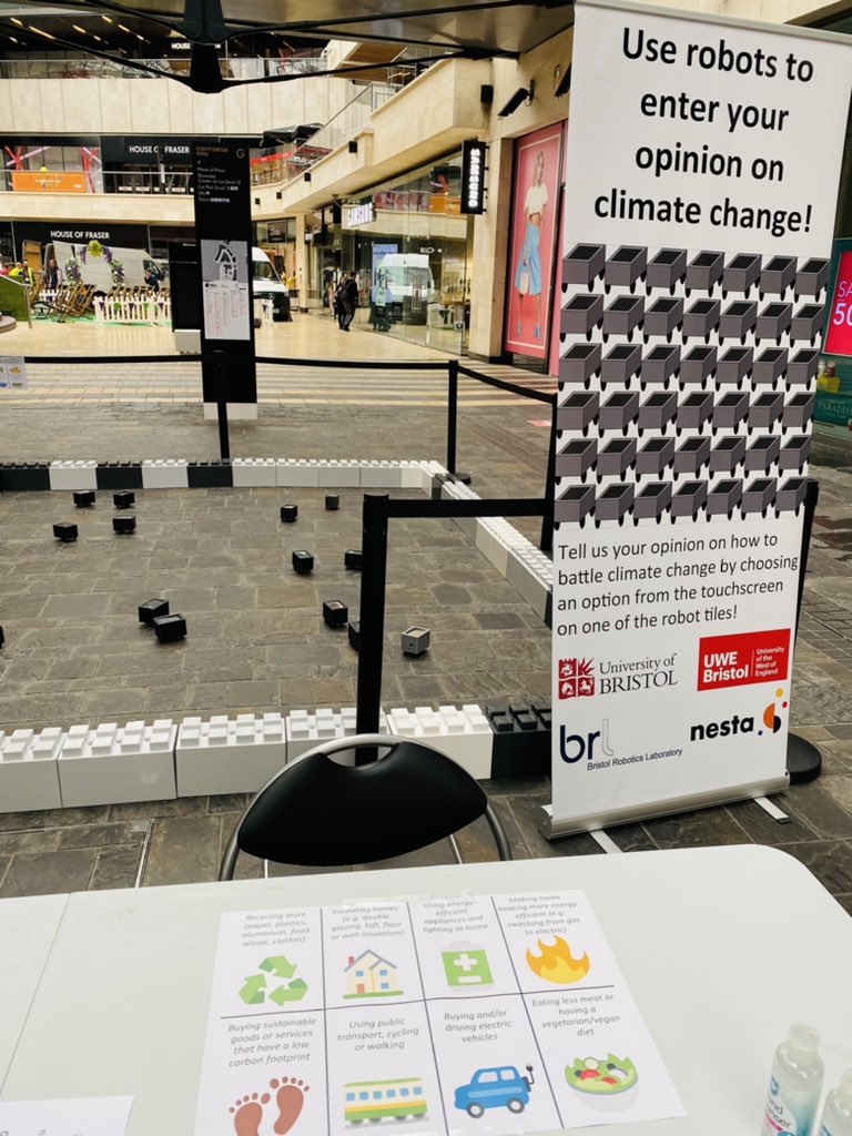 Sabine Hauert (@sabinehauert) on Twitter photo We’re at Cabot Circus today! Tell us how we can battle climate change by interacting with our latest robot swarm. Work with <a href="/m_alhafnawi/">Merihan Alhafnawi</a> <a href="/skadge/">Santosh Kadge</a> <a href="/DrEdmundHunt/">Edmund Hunt</a> and Paul O’Dowd. Funded by <a href="/nesta_uk/">Nesta</a>. We’re at Cabot Circus today! Tell us how we can battle climate change by interacting with our latest robot swarm. Work with <a href="/m_alhafnawi/">Merihan Alhafnawi</a> <a href="/skadge/">Santosh Kadge</a> <a href="/DrEdmundHunt/">Edmund Hunt</a> and Paul O’Dowd. Funded by <a href="/nesta_uk/">Nesta</a>.