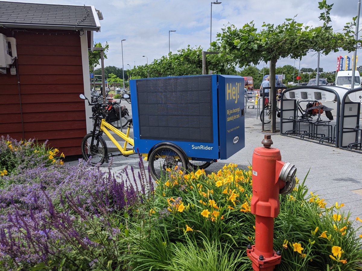 LiorSteinberg's tweet photo. Found in Ikea in #Delft: a solar-powered cargo bike called SunRider. https://t.co/dWB4f7rmie