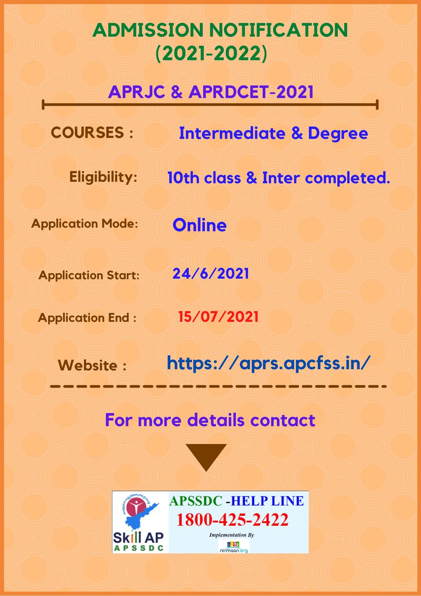ApssdcH's tweet photo. #APSSDC helpline 18004252422(Mon-Sat) (8 AM-8 PM)
విద్య,  సమాచారం(28-June-2021)
FACEBOOK:https://t.co/zkziRfXASA
TWITTER: https://t.co/BYp4HflFP8
LINKEDIN:https://t.co/se7tPzpl4O
TELEGRAM:https://t.co/Nm19SNUUGa
YOUTUBE:https://t.co/dTXqsUrNVL
WHATSAPP: https://t.co/Mn6kHMKRiI https://t.co/IfSDXxDTZ4