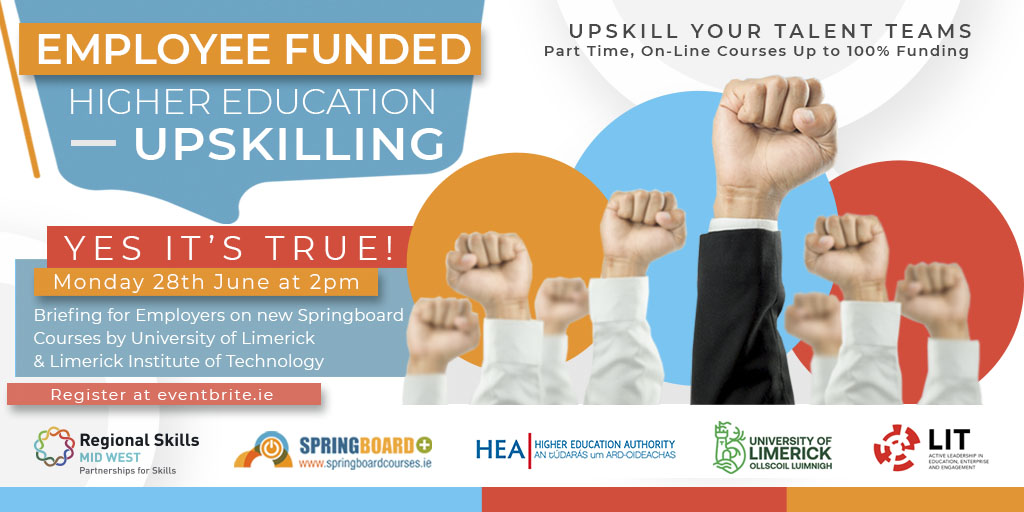 skillsmidwest (@skillsmidwest) on Twitter photo Still time to register for todays employer briefing on new range of Springboard+ Government funded upskilling courses bit.ly/3vmUFFy <a href="/HEA_Skills/">Springboard+</a> @GPS_UL @LimerickIT #midwest Still time to register for todays employer briefing on new range of Springboard+ Government funded upskilling courses bit.ly/3vmUFFy <a href="/HEA_Skills/">Springboard+</a> @GPS_UL @LimerickIT #midwest