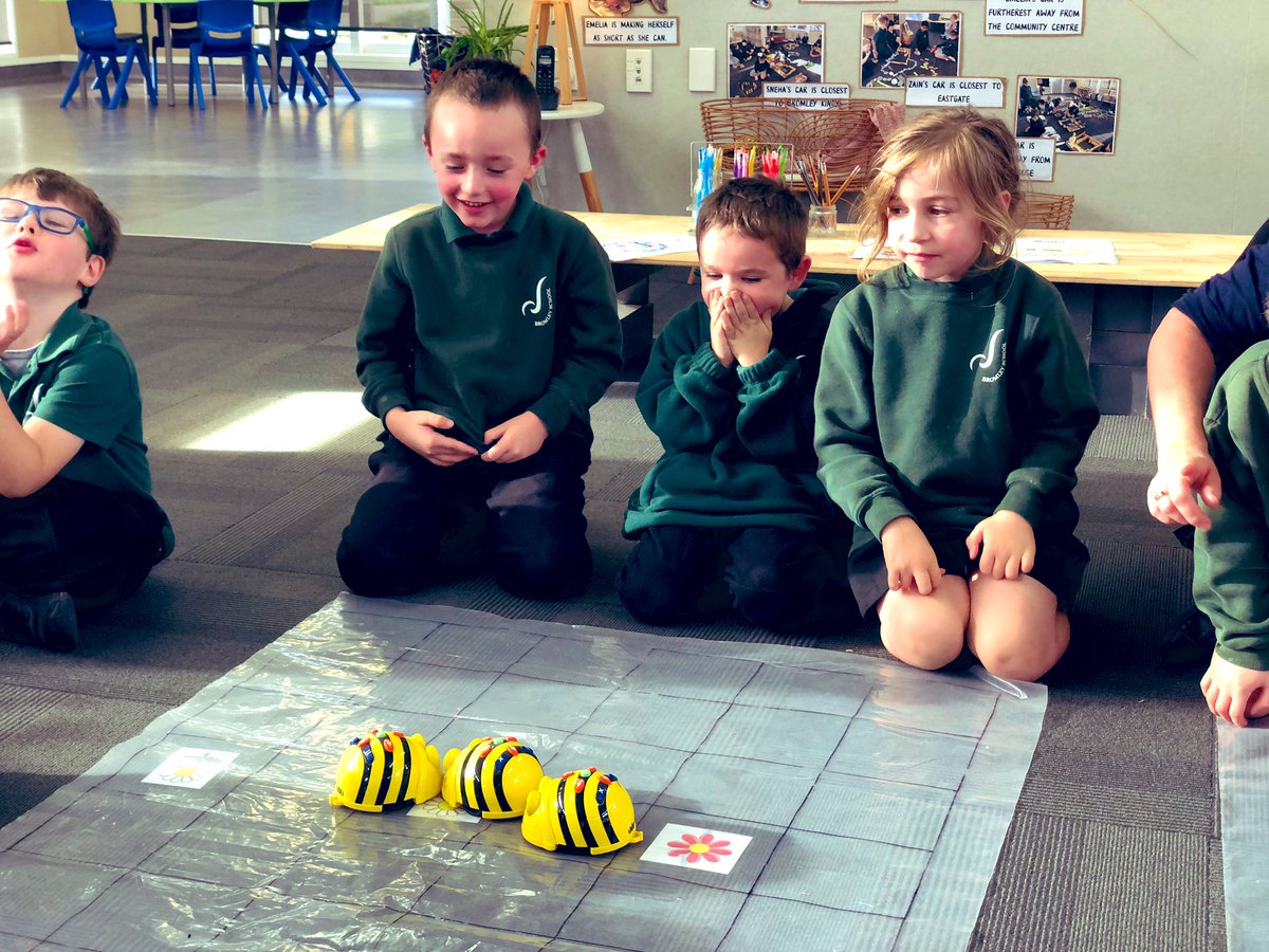 C_Gardnerd's tweet photo. Beebot racing! Today we programmed our beebots to race each other to the flowers. Even though the code was simple we had plenty of opportunities for debugging, a couple of crashes and heaps of fun! #everyonecancode #Bromleyschoolnz #TamaiCoL https://t.co/yEUshoXF2g