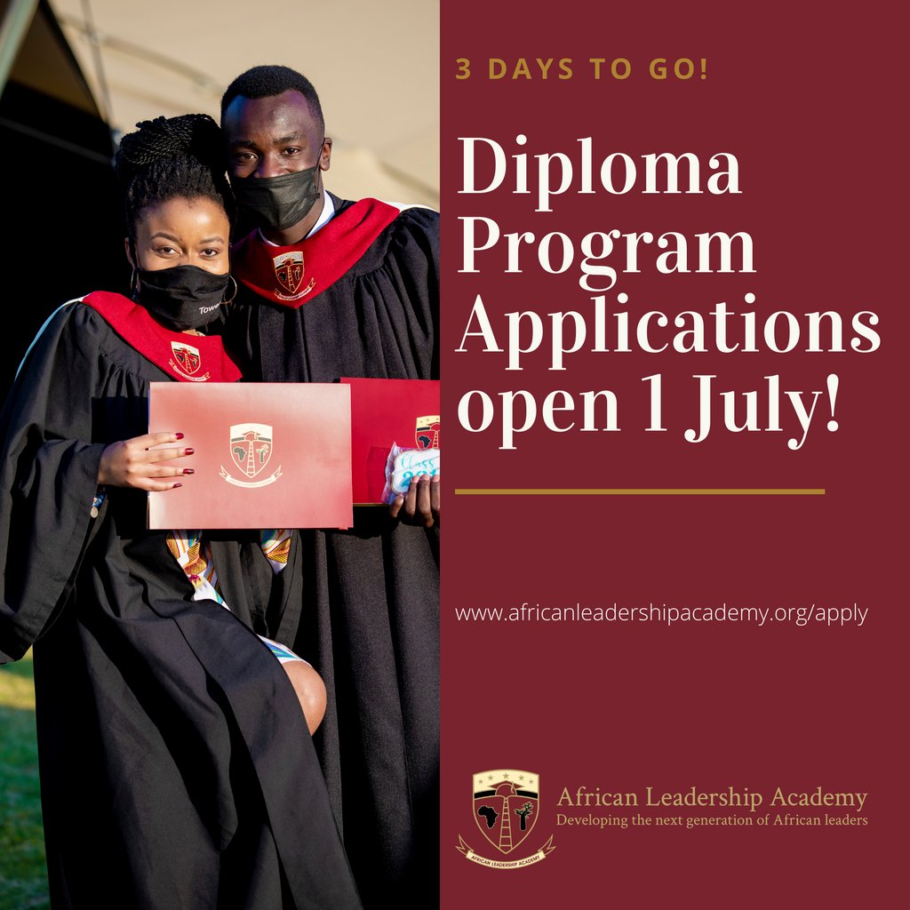 Calling all young African leaders! The moment you've all been waiting for is just 3 days away. Applications for ALA's class of 2022 will be accepted from 1 July! 

Are you ready to apply? #ALADiploma #Classof2022 #AfricanLeaders