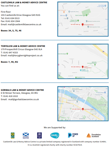 If you live in the South-East of Glasgow and need any help or advice with employment, benefit, debt or housing issues, our specialist solicitors and advisors can provide free advice and representation. Contact us on 01416340313 or CLICK  here.  <a href="/CastlemilkLaw/">Castlemilk Law & Money Advice Centre</a> @goodthingsfdn