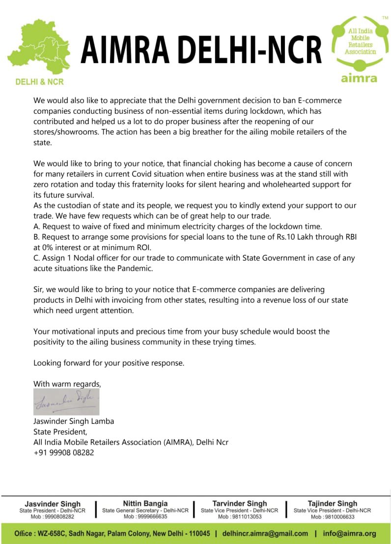ALL INDIA MOBILE RETAILERS ASSOCIATION (@aimraindia) on Twitter photo <a href="/msisodia/">Manish Sisodia</a> Ji Heartfelt thanks for meeting Delhi AIMRA state leaders in your office,patiently listening to us & for giving assurance to safeguard the interests of small retailers of Delhi. We, the Aimra Delhi assure to work closely with the Govt during the toughest times of Covid. <a href="/msisodia/">Manish Sisodia</a> Ji Heartfelt thanks for meeting Delhi AIMRA state leaders in your office,patiently listening to us & for giving assurance to safeguard the interests of small retailers of Delhi. We, the Aimra Delhi assure to work closely with the Govt during the toughest times of Covid.