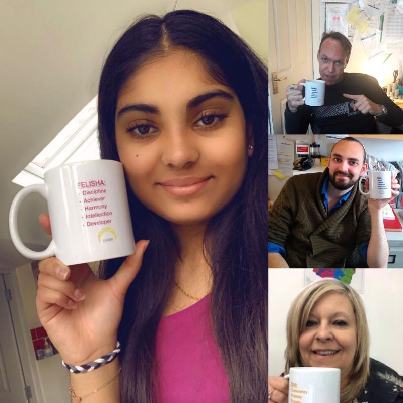 Curadogroup's tweet photo. Everyone has something to bring to the table. At Curado we believe that in order to progress, using the strengths of every team member through Gallup’s Strengths Finder training makes that difference. We’re reminded of our top 5 strengths every day with our own personalised mugs! https://t.co/qCRfRbpDyN