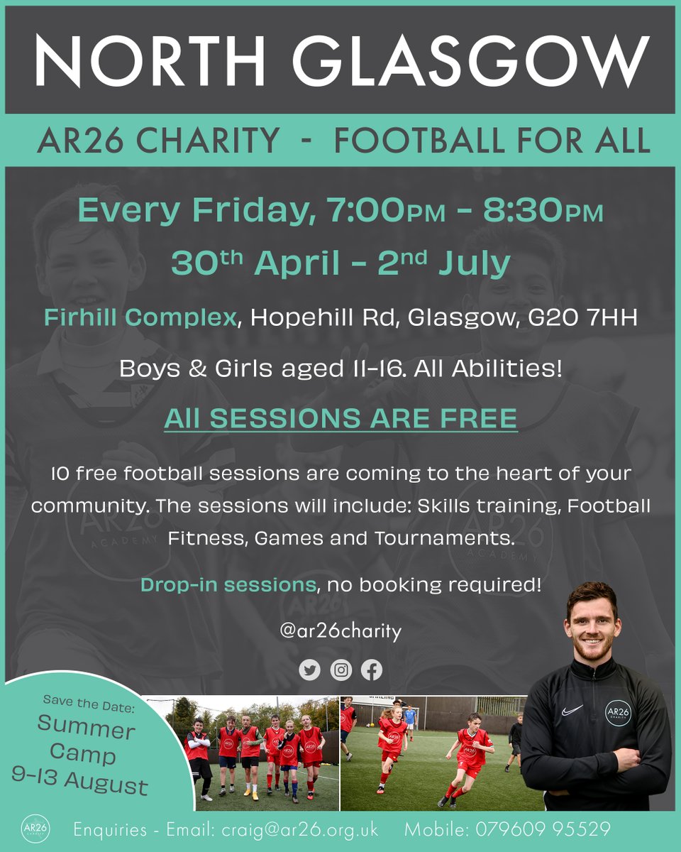 ngha_community's tweet image. SUMMERS HERE #ngactive
Following on from post about cricket sessions during the holidays, how about this from @ar26charity ?
Running out of Firrhill complex, a week long Summer camp & regular Friday night footie - both FREE
*NB, Friday nights finish up this week for Summer!