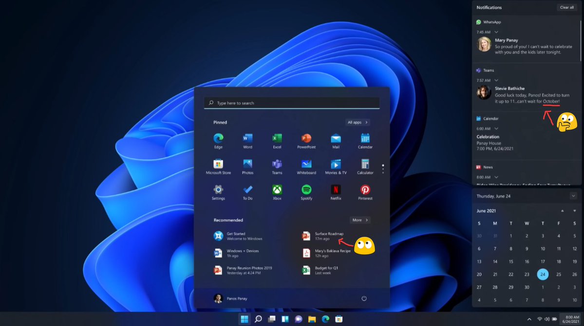 tomwarren's tweet photo. Microsoft totally teased the Windows 11 October release date during its event last week, and there's no doubt a new Surface will arrive in October, too https://t.co/PinuXod0Ja