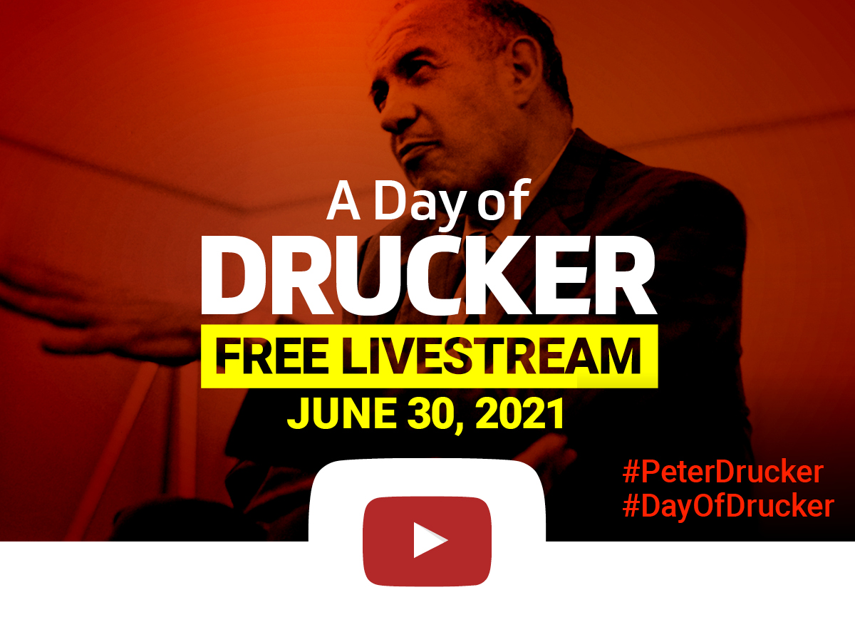 GDruckerForum's tweet image. We invite you to watch A Day of Drucker live on YouTube. 

Join us on June 30 at 8:15 CEST (Paris, Vienna) for a terrific day – spanning all time zones – full of inspiring content. 

Share it – it is free and for everyone! 
Livestream link: youtu.be/XNTJRgTxij8

#PeterDrucker