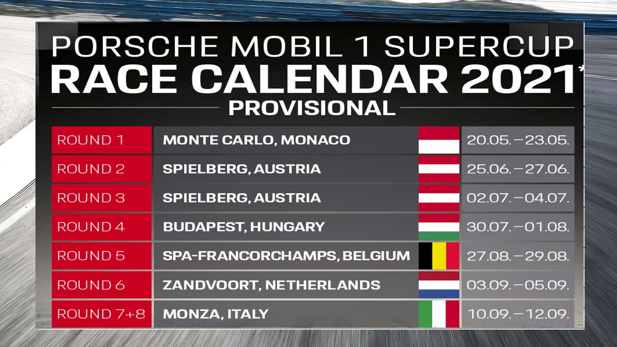 Racingcalendar.net is not affiliated with porsche supercup. Porsche Supercup 2021 Calendar . Porsche Supercup On Twitter Porschemobil1supercup Due To The Current Pandemic Supercup Round 4 Will Unfortunately Not Be Held In Silverstoneuk Instead The Porsche 911gt3cup Will Have Two Races During The Final