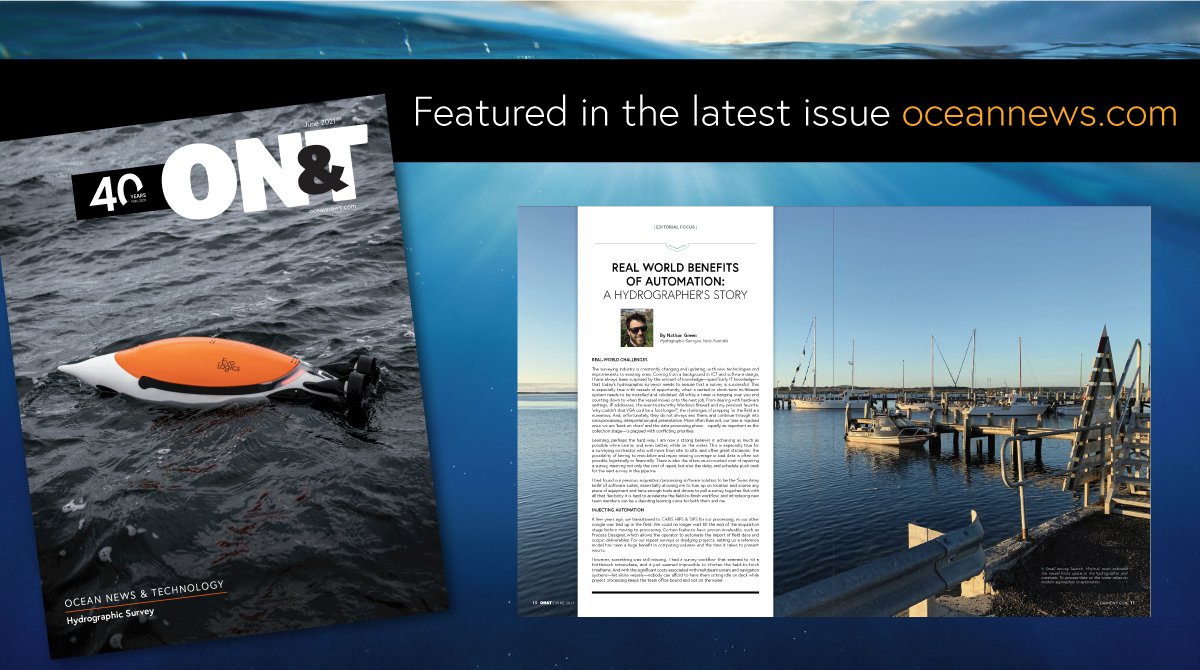 tdygeospatial's tweet photo. Check out a fascinating perspective on Onboard360 in the field from Nathan Green at Veris, published in this month's issue of  @oceannews https://t.co/mFJK6cXDRQ
#software #processing #hydrographic #dataprocessing https://t.co/8wmwmxnKe2