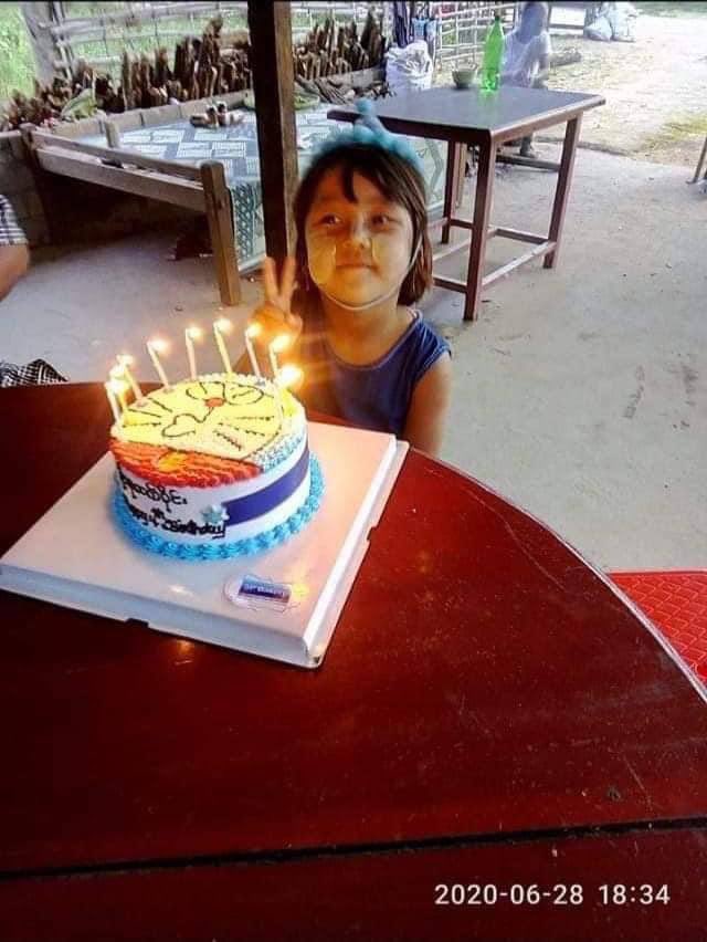 Aung76027969's tweet photo. Terrorists abducted the little girl as they couldn’t find her dad, USoeHtay in Mogok. The little girl was being held in custody for more than 2 weeks now &amp; it’s her birthday today. @SavetheChildren  #RecognizeNUG  #June28Coup #WhatsHappeningInMyanmar https://t.co/fWekDX5vUX