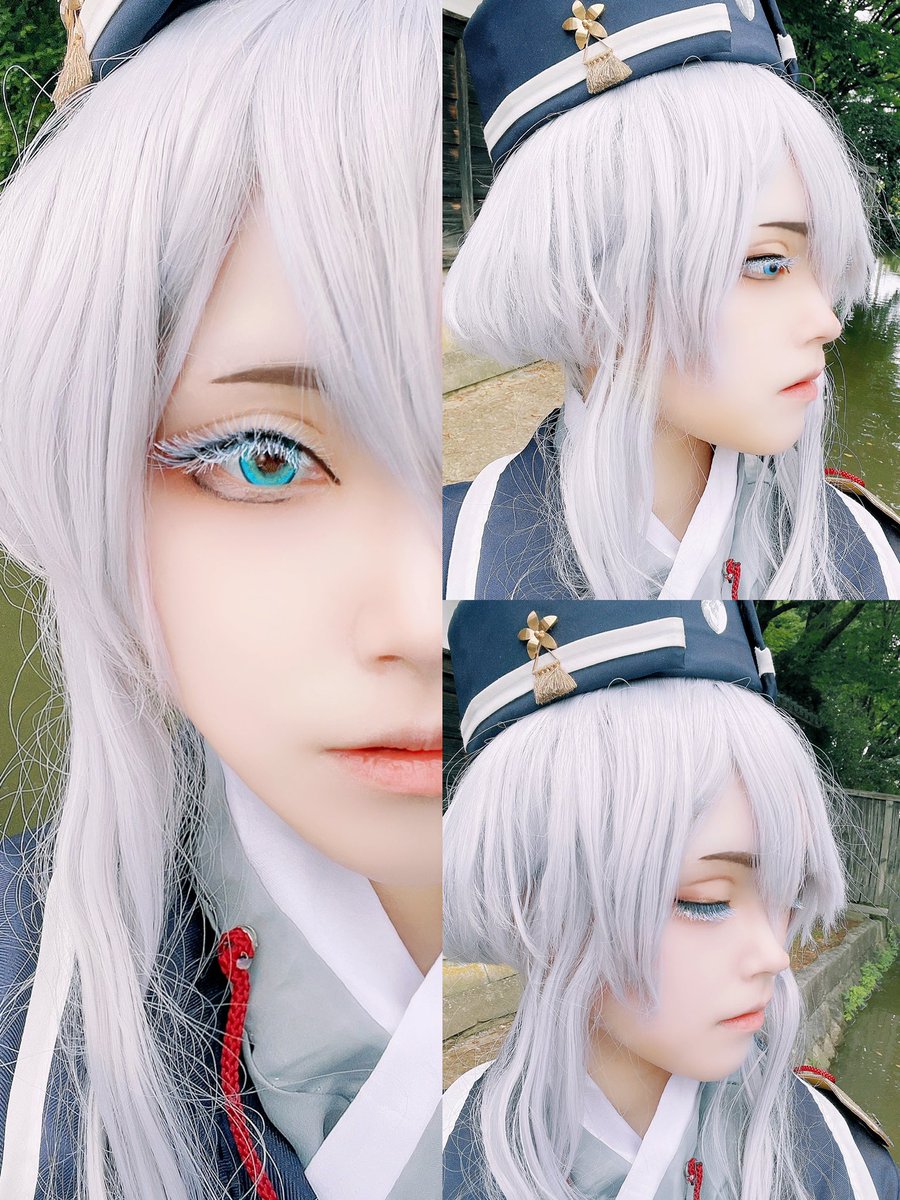 リオ على تويتر 昨日の白山くんメイク 白まつ毛と白アイライナー使うか迷ったけど イラスト的には黒っぽいラインだから自まつげ とつけま半分だけ白 青 マスカラ塗って 下の方黒ライン効果出してみた