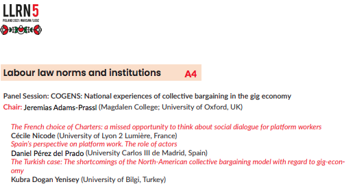 dpprado's tweet photo. See you this afternoon to speak about the results of @COGENS2019 Project and, particularly, "Spain’s perspective on platform work. The role of actors". Join @JeremiasPrassl, CécileNicod, Kubra Dogan and me at @LLRN5Poland #LLRN #LLRN5 #LLRN5Poland https://t.co/97rjpJfBiw