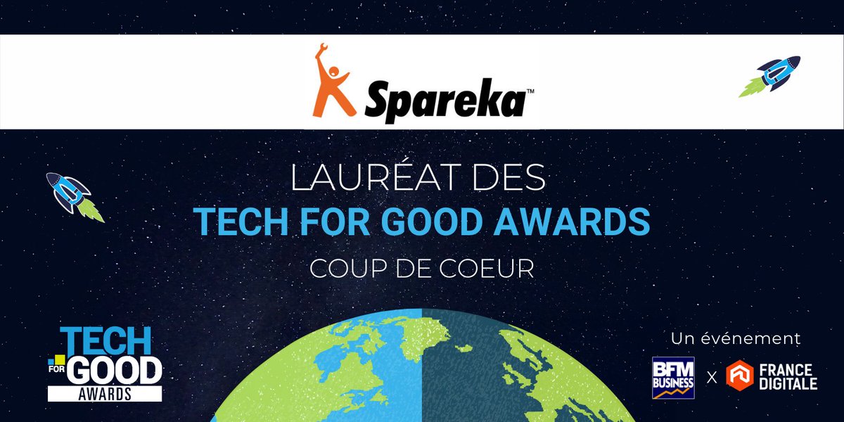 🚀 Lauréat du Prix Coup de Coeur 🚀

<a href="/spareka/">Spareka</a>, plateforme en ligne de vente de pièce détachées remporte le #TechForGoodAwards 2021 Coup de Coeur !

Félicitations 👏