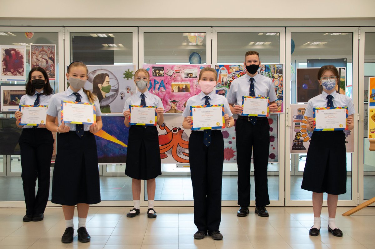 Today we honoured the creativity and efforts of our Senior Art students including  Hugo Y9, Nicole Y8, Soraya Y8, Lily, Y7 and Hilla Y8 pictured here with their @BSMEorg certificates.