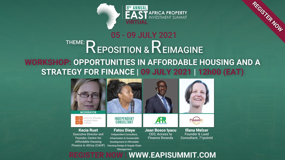 We'll be speaking at the upcoming East Africa Property (EAPI) Summit on 9th July 2021 at 12h00 (EAT). Illana Melzer of 71point4 will join Kecia Rust of <a href="/CAHF_Africa/">HousingFinanceAfrica</a> as well as our colleagues from <a href="/AFRwanda/">Access to Finance Rwanda (AFR)</a> to discuss opportunities in affordable housing and a strategy for finance