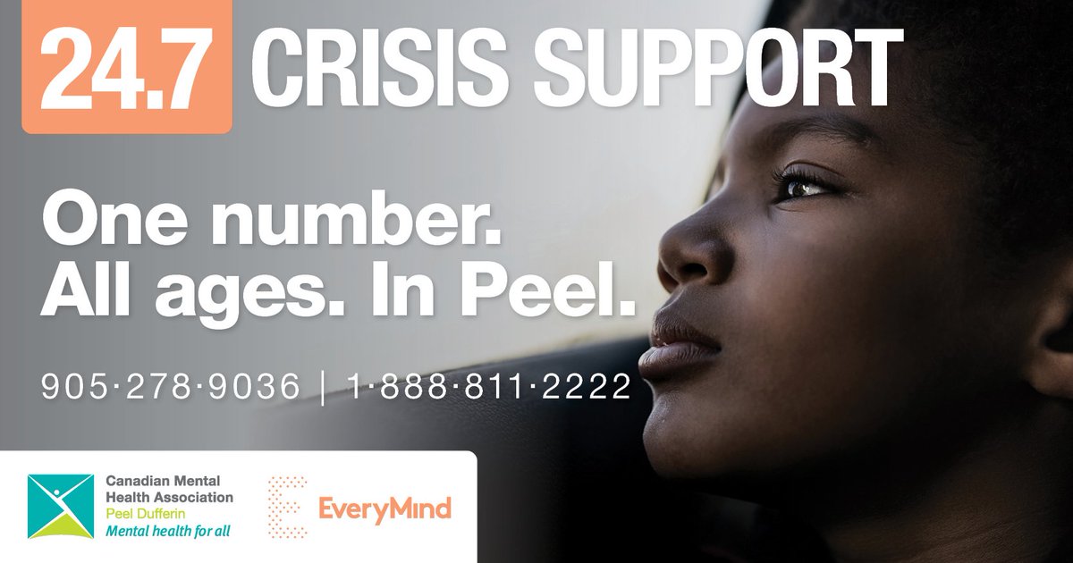 Canadian Mental Health Association (CMHA) Peel Dufferin and <a href="/EveryMind_ca/">EveryMind</a> Mental Health Services (EveryMind) have launched one telephone number for residents of all ages in Peel to obtain 24·7 professional support during a #mentalhealth crisis. cmhapeeldufferin.ca/news/24-7-cris…