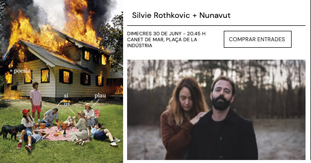 LaBreuEdicions's tweet photo. 3. Dimecres 30, a les 20.45 h, concert/recital de @silvierothkovic ALS LLACS amb @Nunavutgrup a #PoesiaiMés2021 a Canet de Mar (Plaça de la Indústria) 
Preu 3 €  entrades a: https://t.co/BE1jDzRlGm

#agenda #labreuedicions #silvierothkovic
#alsllacs @FundacioPalau https://t.co/0gsFy8gCDn