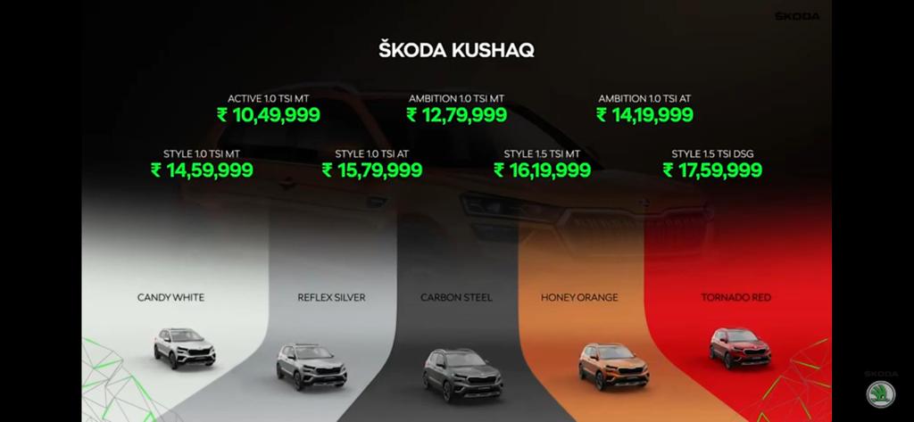 jvijeth's tweet photo. The wait for Kushaq is over, this is now launched and bookings can be made through dealers and through online. Kudos to team @SkodaIndia 
The stress made on the point, 95% localisation, material choices, etc all gone. Definitely not visible on pricing. 
Good luck @Zac_Hollis_ https://t.co/f4mZS4ePw0