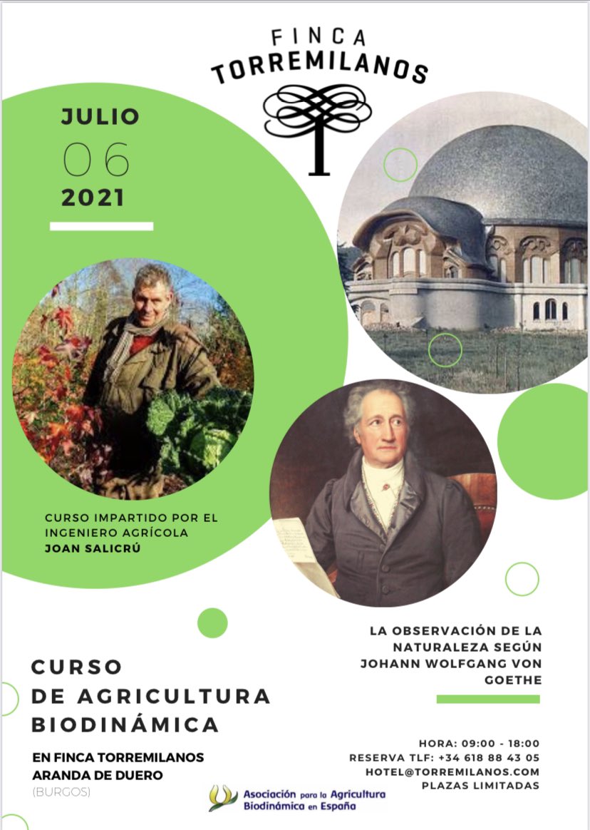 Torremilanos's tweet photo. El próximo 6 de Julio Joan Salicrú impartirá un curso de agricultura biodinámica en Finca Torremilanos 

El curso será gratuito pero las plazas son limitadas. En caso de estar interesado en asistir reservar vuestra plaza en el teléfono 618844305 o correo a hotel@torremilanos.com https://t.co/aV5DsYioUo