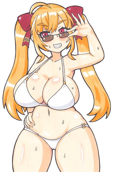 tkmyronさんの水着絵です、お嬢は上も下も盛っていくスタイル 