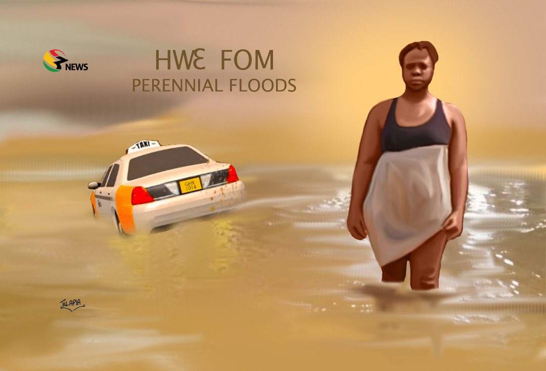 [Cartoon] Kumasi, Accra floods: Hwe fom! @Tilapia_gh #3NewsGH