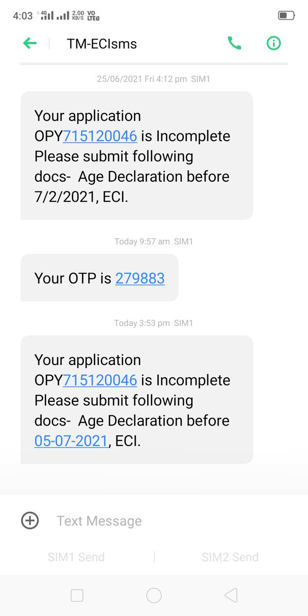 ppswet's tweet photo. @ECISVEEP Namaste here how the voter help line really works.

Its at Bhubaneswar . Odisha.
Kindly examine the given data.
I submitted Age declaration today
Still just received same Sms from ur portal.
What i found there incompetent persons dealing with this. https://t.co/fNOU2lHLXR