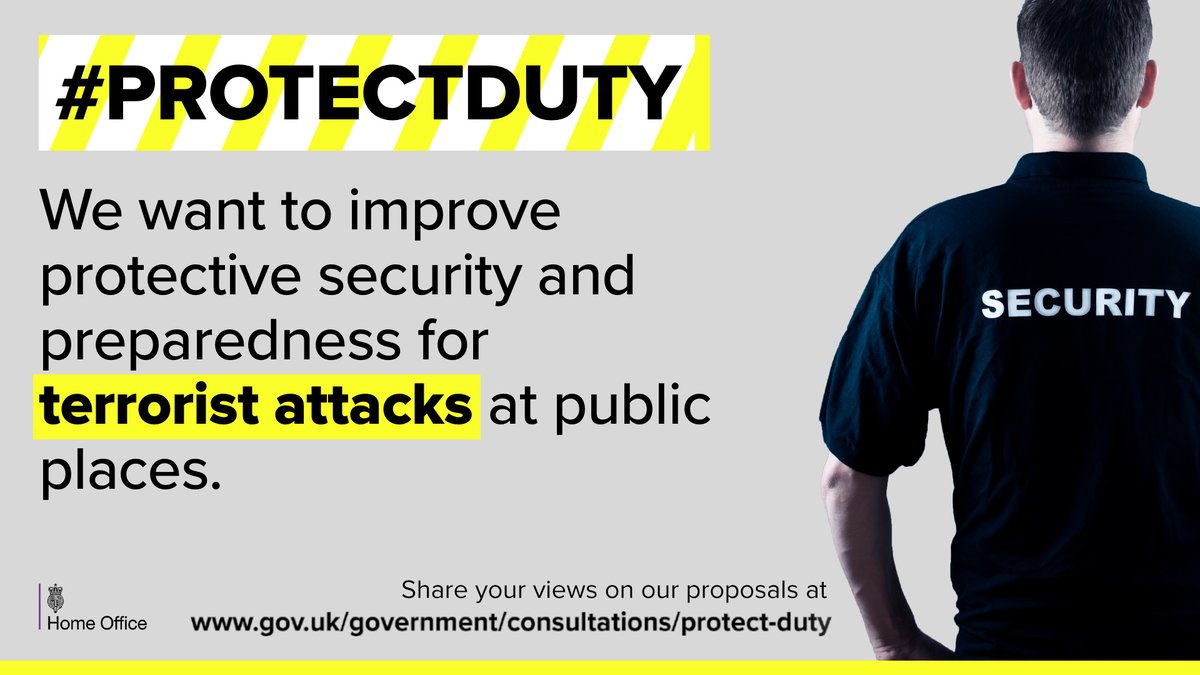 You can help shape our #ProtectDuty to improve security and preparedness in public places.

Take a look at the consultation & have your say before it closes on July 2 ⤵️ 
gov.uk/government/con…

#MartynsLaw