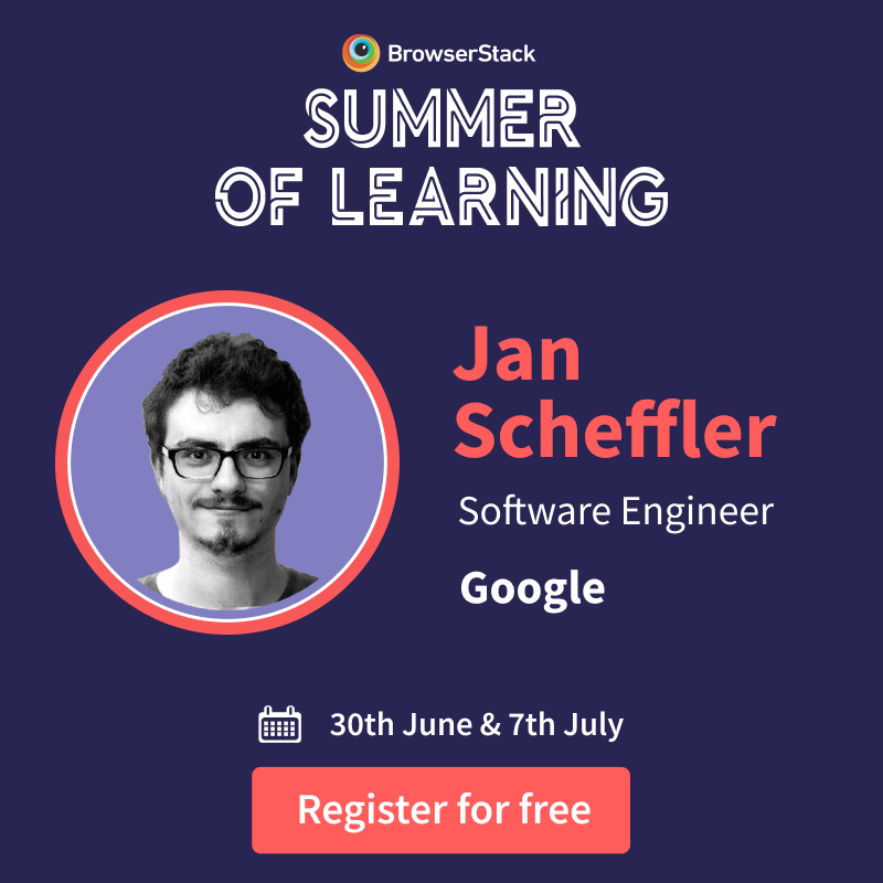 browserstack's tweet photo. 📢  Three hours to go! 📢

#BrowserStackSummerOfLearning 2021 goes live today at 3 PM UTC. 🚀

Have you registered yet? 🤔