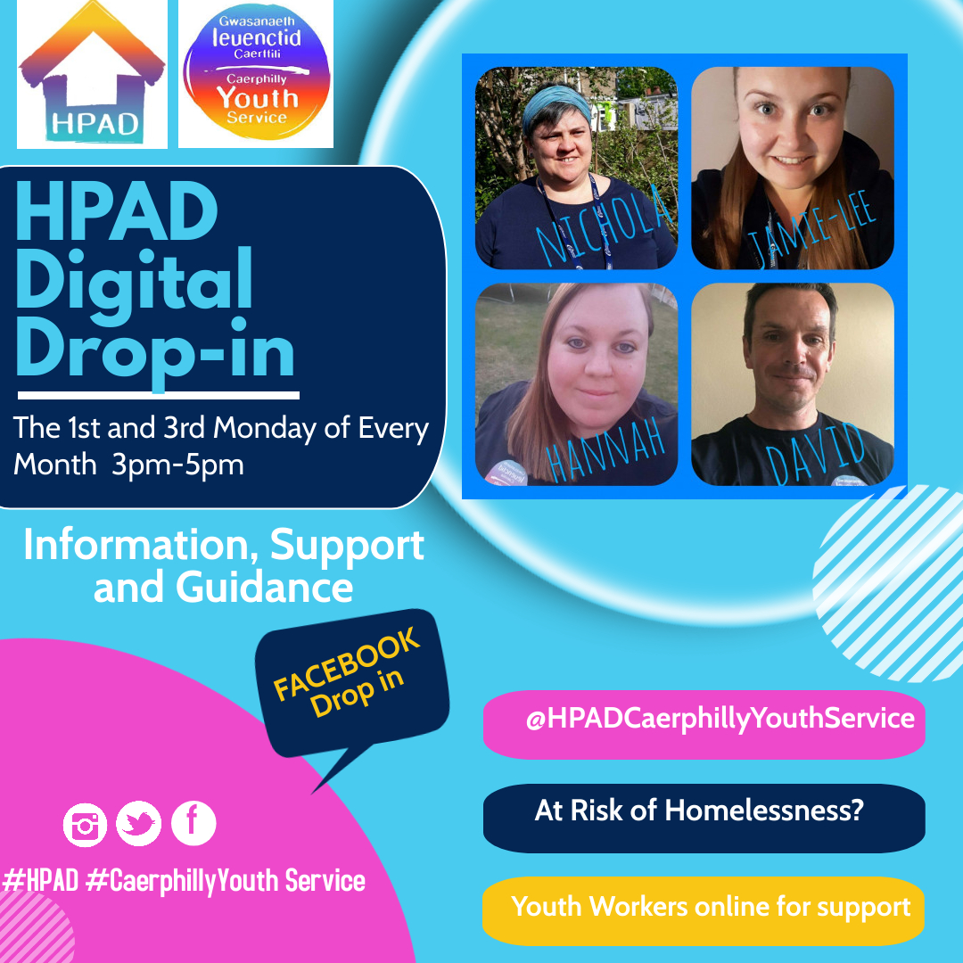 HPAD digital drop-in today 3pm-5pm #information #support #hiddenhomelessness #prevention #atriskofhomelessness #GwasanaethIeuenctidCaerffili #caerphillyyouthservice #ThisIsYouthWork @YWWales @CWVYS @CaerphillyCBC