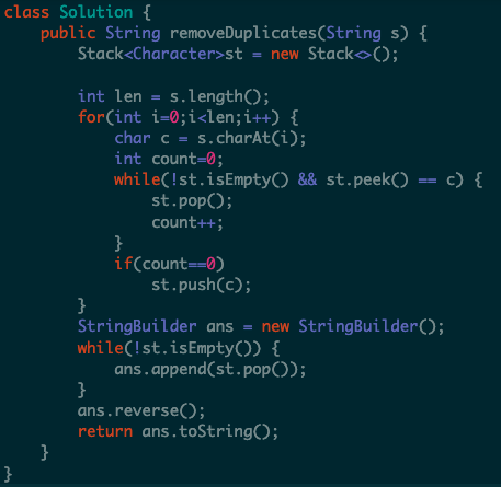 akubuzz's tweet photo. Leetcode daily challenge solution: Remove All Adjacent Duplicates In String using stacks in java
#javascript #TypeScript #100DaysOfCode #programming #Developers #codewithakubuzz #leetcode #java @java #Coding https://t.co/feGc0bYLy5