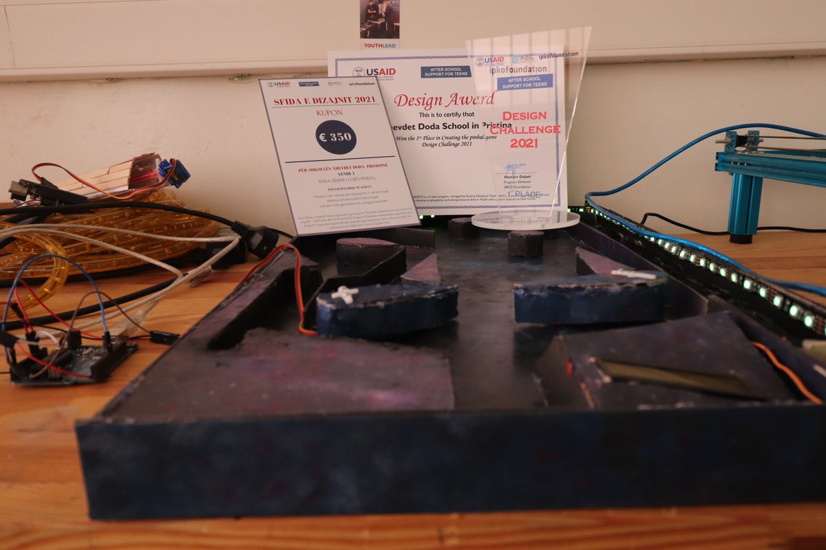 thefoundation_h's tweet photo. The innovative idea of students from โXhevdet Dodaโ school in Prishtina has been awarded with the first place in category 'Pinball' at #DesignChallenge2021. Today, our Executive Director @AbetareG1 together with #ASSET team shared the prize to the winning team. @USAIDKosovo https://t.co/Mdf7Pm9R5J