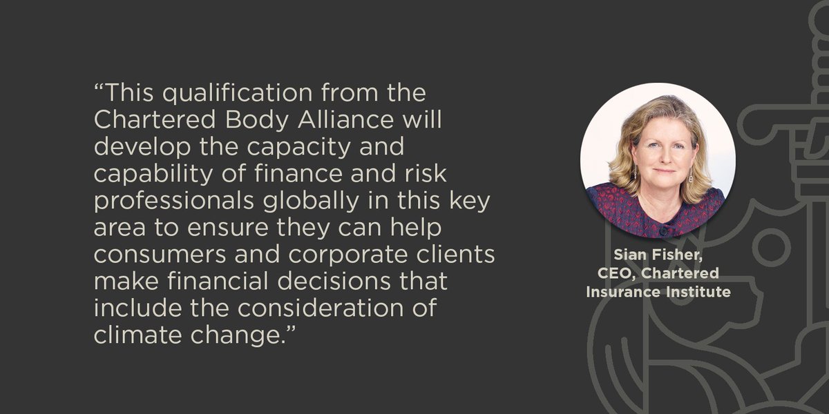 CIIGroup's tweet photo. The CII, as part of The Chartered Body Alliance, today launched their first joint qualification, the Certificate in Climate Risk , to help financial services professionals pass the “Carney Test”.
Find out more > https://t.co/jLcp9bWA6X https://t.co/iRzCaC1ClZ