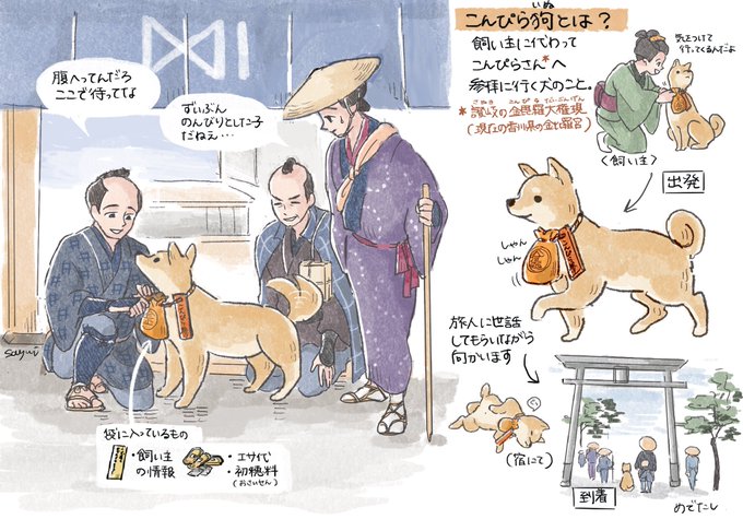 飼い主のお使いでワンコが参拝 町人や旅人たちがお世話していた 江戸時代の こんぴら狗 を描いたイラストがあたたかい 1 2 ページ ねとらぼ