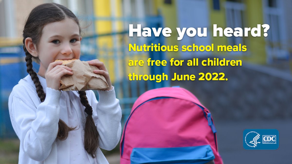 UPDATE: Schools are now able to provide free meals to ALL children throughout the summer & until June 2022.

Visit your school’s website to learn more about how to get free school meals.

#CDCHealthySchools #SchoolMeals4Everyone #wellnesswednesday #summermealsforkids