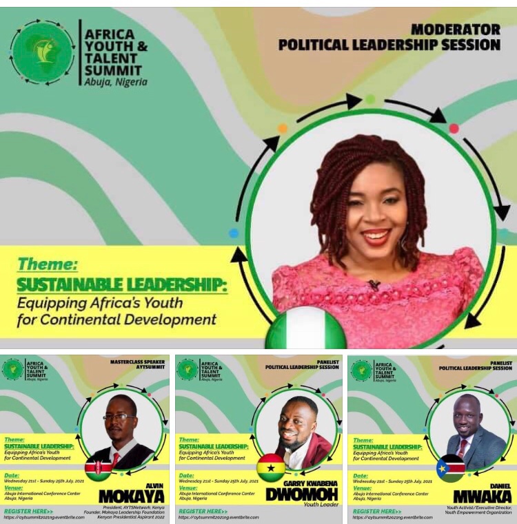 AYTSummit's tweet photo. Meet AYTSummit2021 #YouthPanel Political Leadership Session

Barr. @CHYCHYCHUKWU  🇳🇬
@PrezzoMokaya 🇰🇪 
@GarryDwomoh 🇬🇭 
 @DanielMwaka  🇸🇸 https://t.co/e6AtDqc3fW