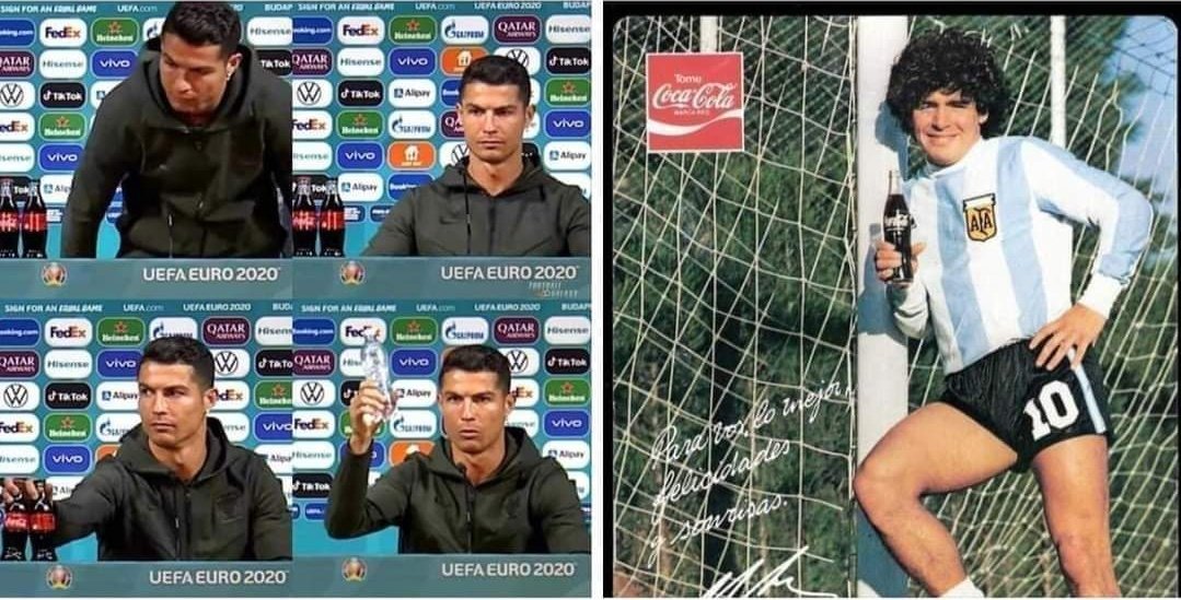 CancunMarket's tweet photo. Tu ídolo, al que le molestan las dos cocas // Mi ídolo, al que le gustan las dos cocas
#CristianoRonaldo #CocaCola https://t.co/qC8nhh44Cw